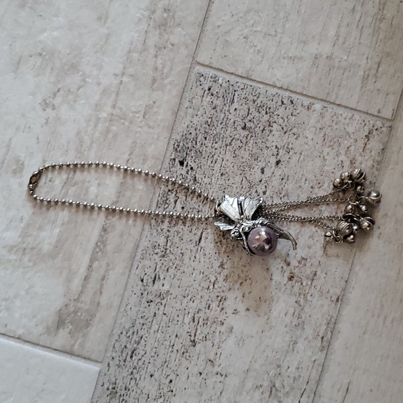 Silver Fairy Purple Marble Keychain Car Bag Charm - Picture 3 of 7